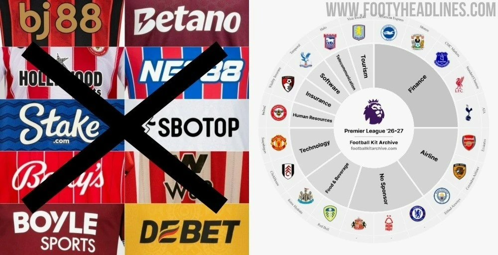 Premier league bans gambling sponsors