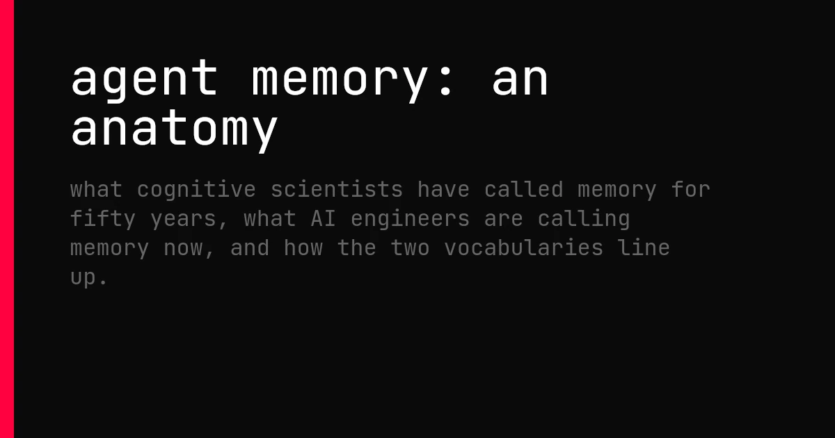 Agent Memory: An Anatomy