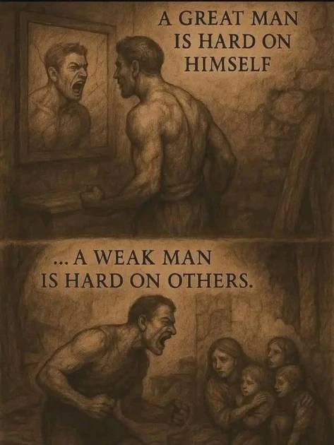 Great man were kind to others and Weak man act tough to others