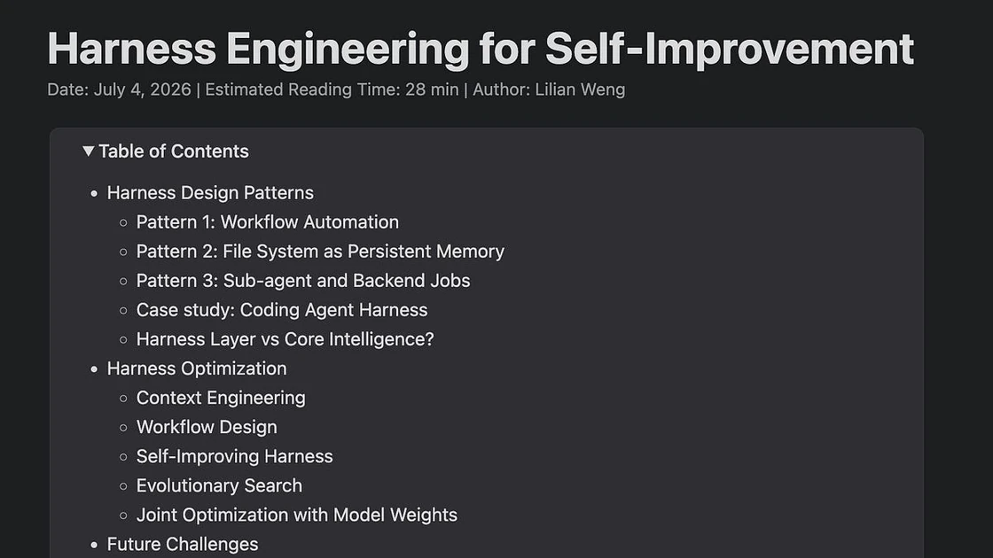 [AINews] Lilian Weng summarizes 35 papers on Harness Engineering for RSI