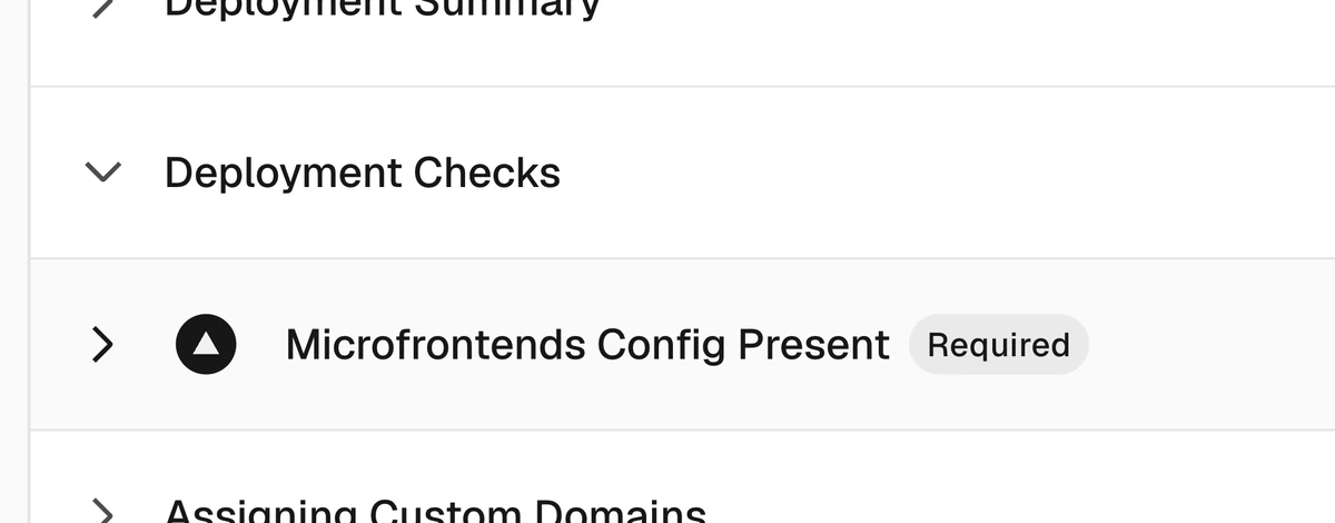 Vercel Microfrontends checks for missing configuration