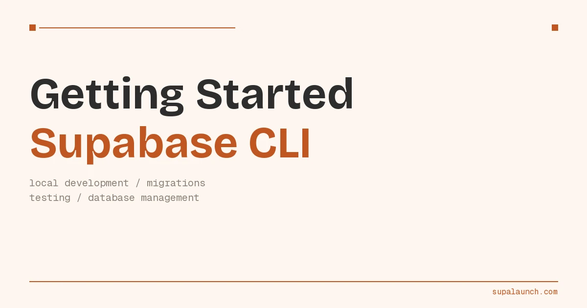 Getting started with Supabase CLI for local development
