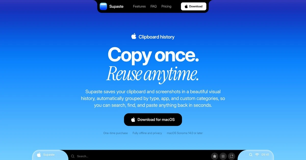 Supaste — One Page Website Award
