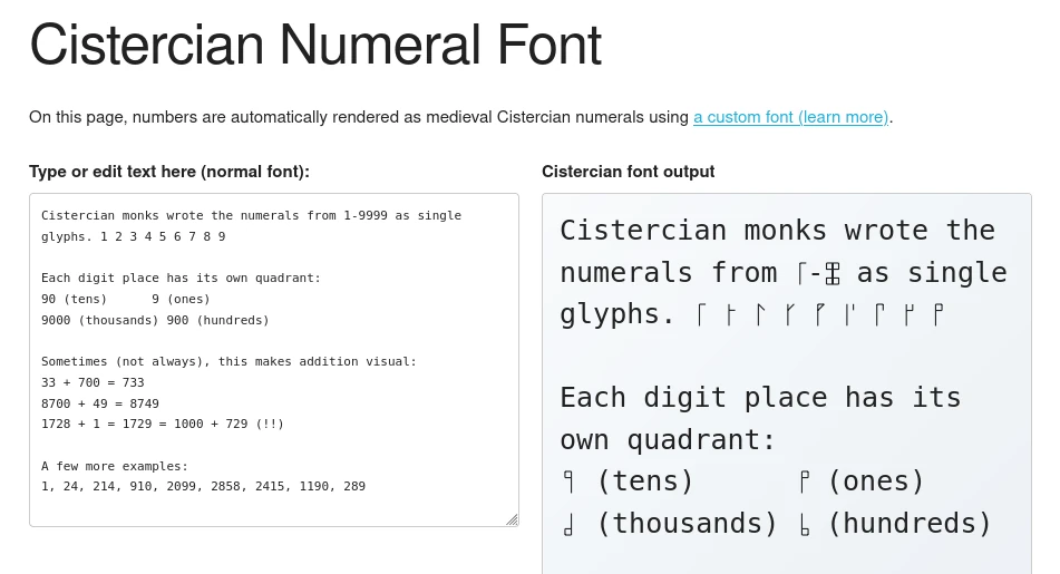 Cistercian Numeral Font