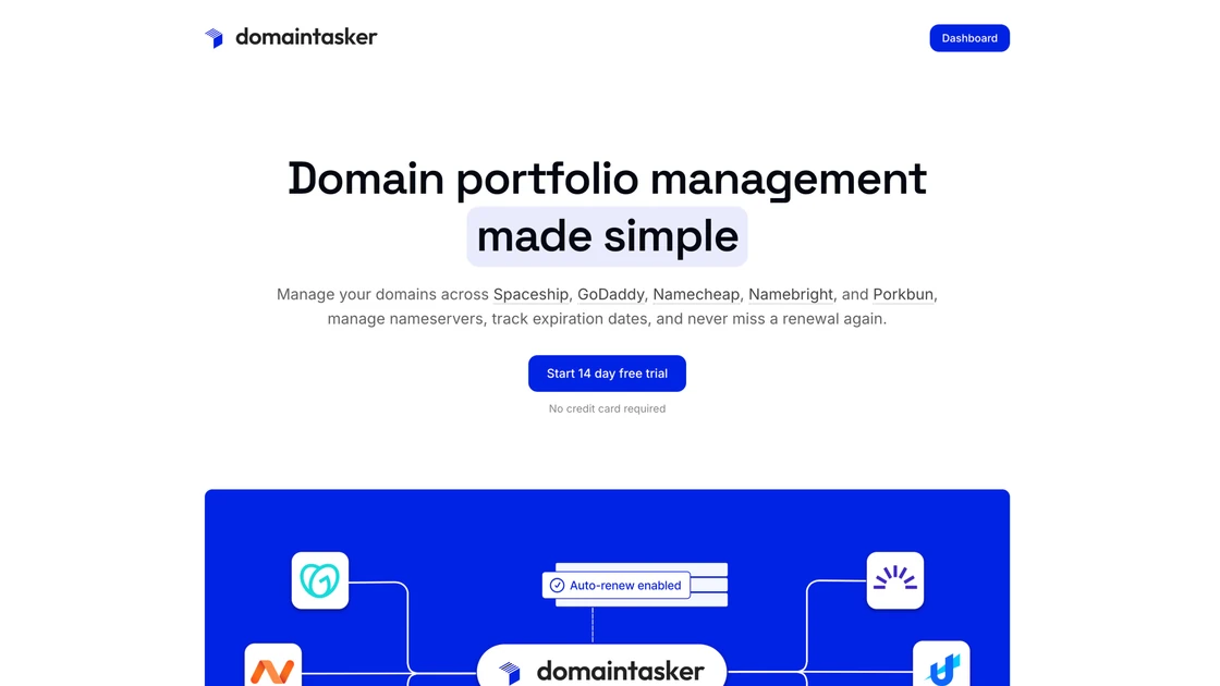 Show HN: DomainTasker – avoid losing domains and surprise renewals
