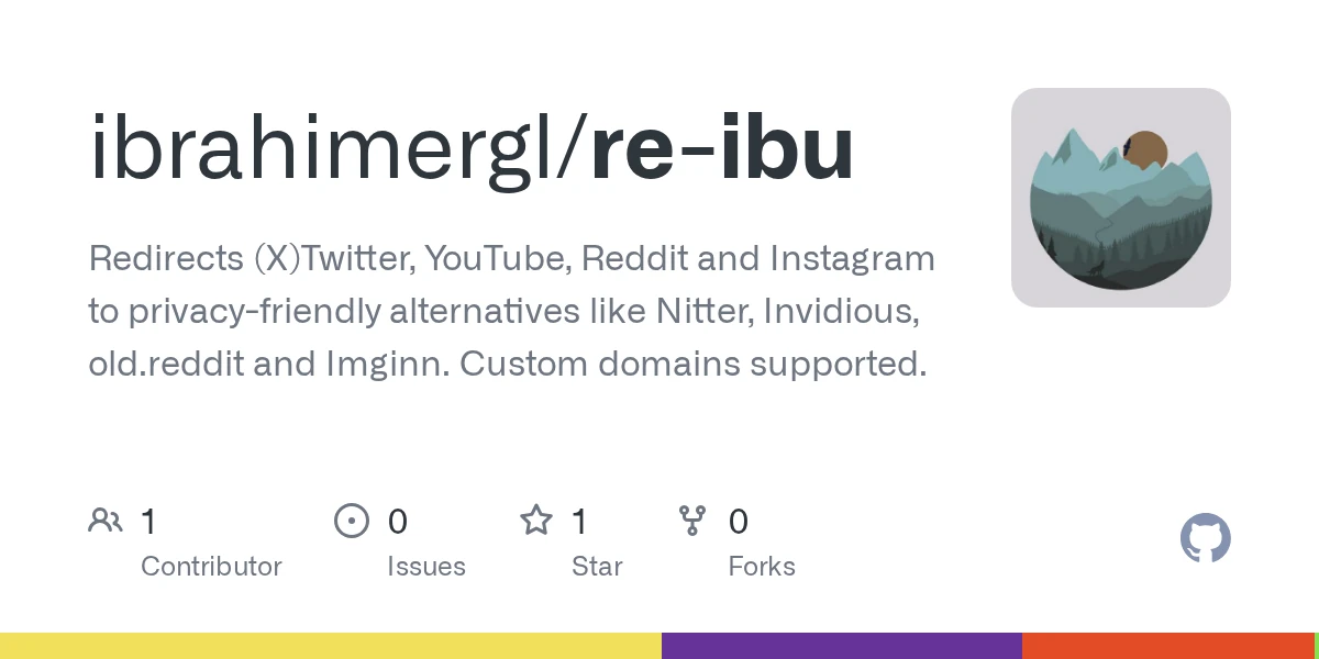 GitHub - ibrahimergl/re-ibu: Redirects (X)Twitter, YouTube, Reddit and Instagram to privacy-friendly alternatives like Nitter, Invidious, old.reddit and Imginn. Custom domains supported.