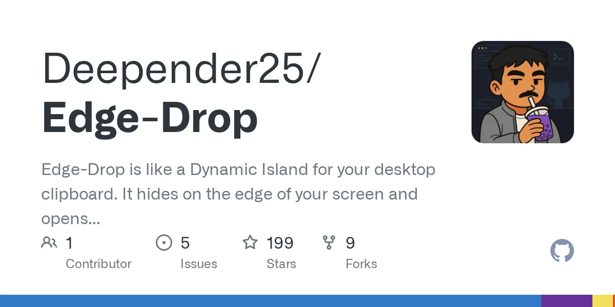Show HN: Edge Drop- #1 productivity and unique clipboard 200 stars on GitHub