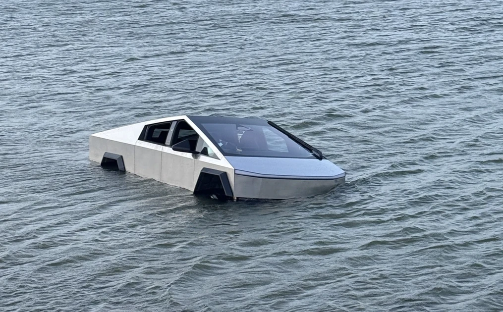 Someone drove a Tesla Cybertruck into a lake to test 'Wade Mode.' It didn't end well.