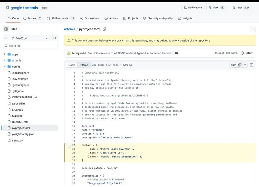 Google stole open source code without crediting the authors (Artemis/Minitap)