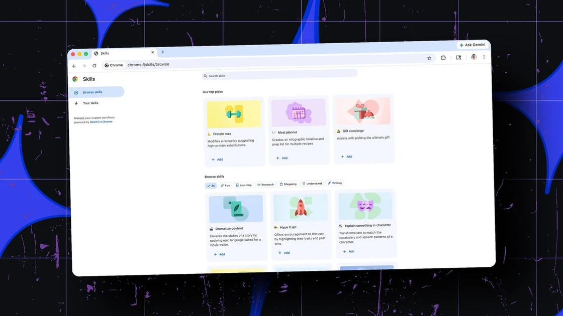 Chrome's new 'Skills' update lets you save AI prompts now - for one-click reuse | ZDNET