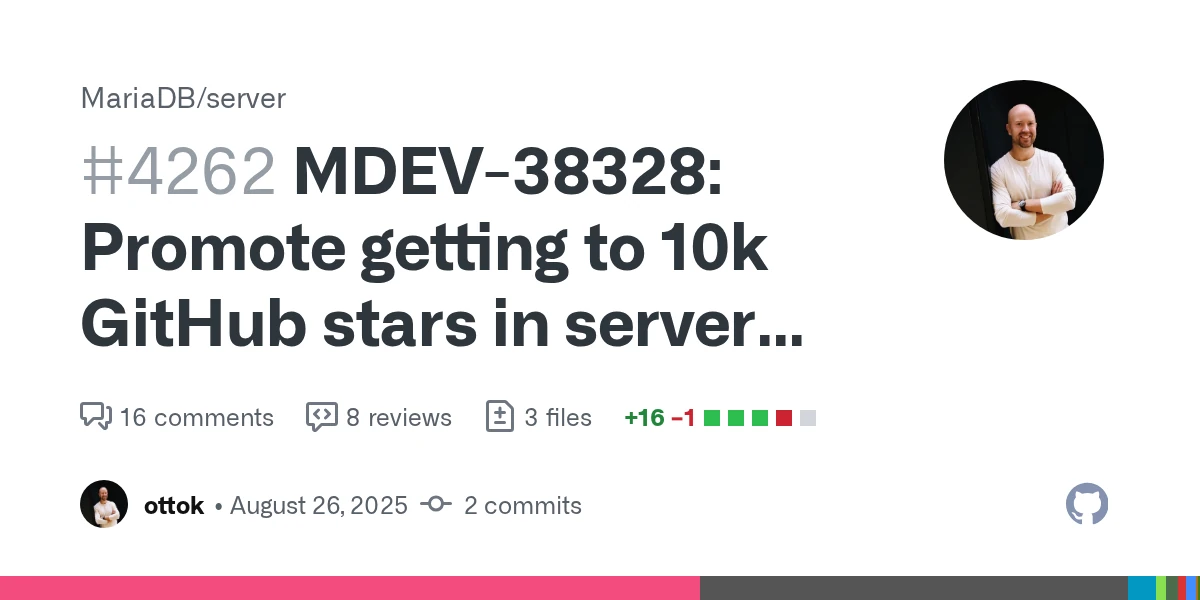MariaDB: Promote getting to 10k GitHub stars in server log and client prompt
