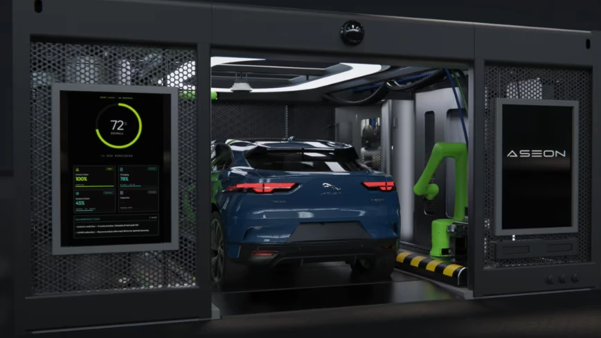 Aseon Labs raises ten million dollars to build parking-space-sized pods that charge and clean robotaxis