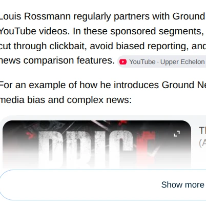 Google hallucinated that I am sponsored by Ground News