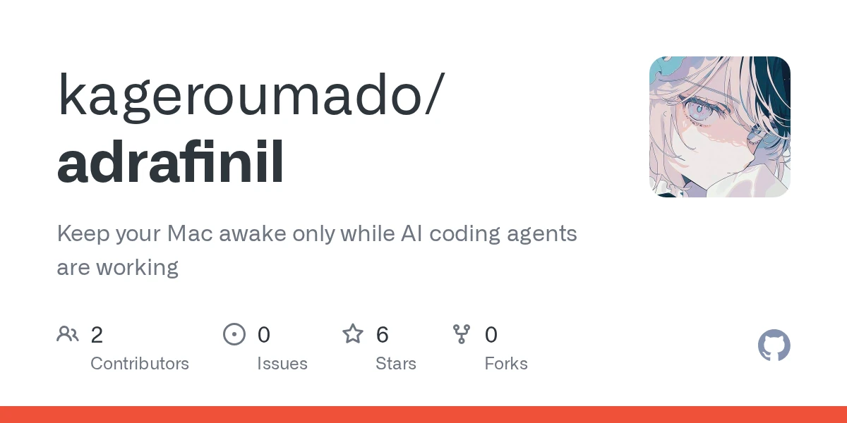 Show HN: Adrafinil – keep a lid-closed Mac awake only while agents work