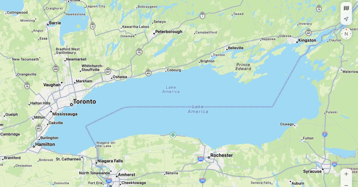 Apple Maps follows Google in renaming Lake Ontario