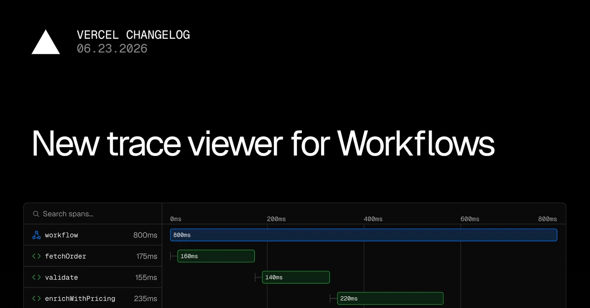 Redesigned trace viewer for Vercel Workflows