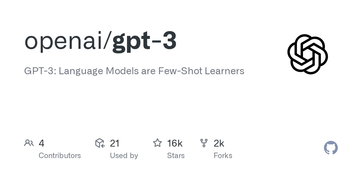 GitHub - openai/gpt-3: GPT-3: Language Models are Few-Shot Learners