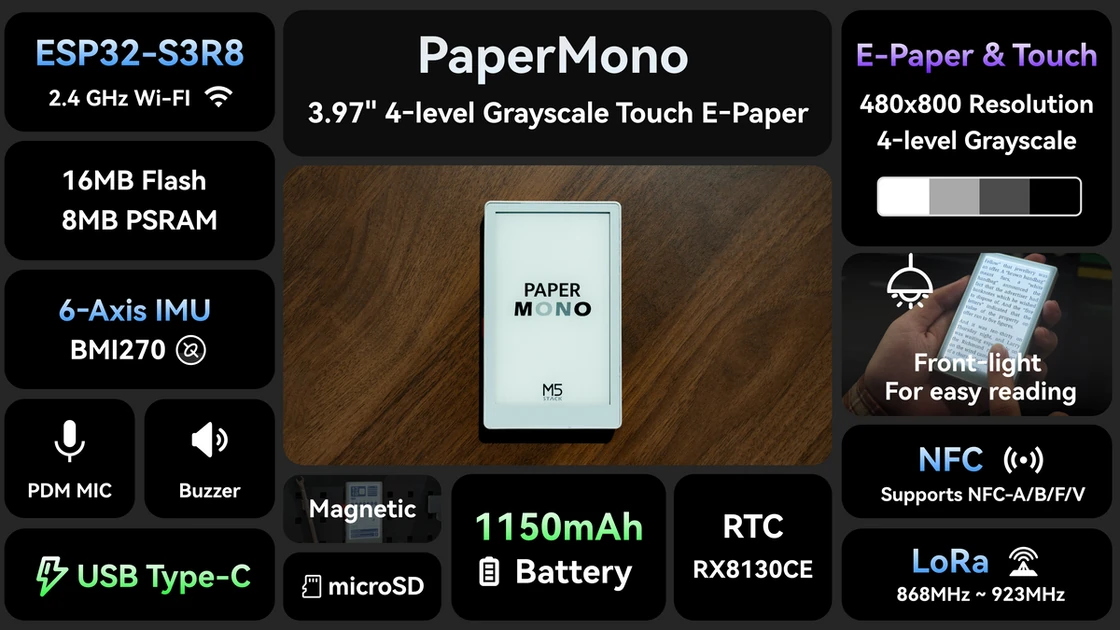 M5Stack Launches PaperMono