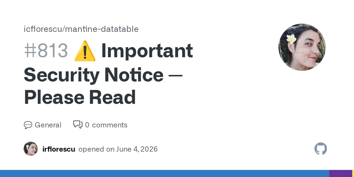Mantine-datatable (and others) compromised – owner account suspended