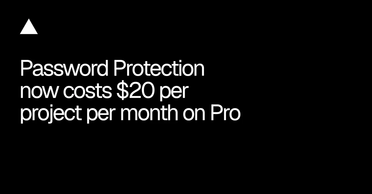Password Protection now costs $20 per project per month on Pro