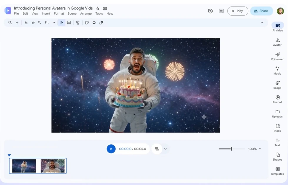 Google Vids now lets you star in your own AI videos