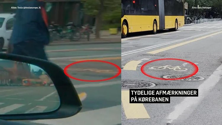 Tesla Full Self Driving uses bicycle lane in official Denmark approval video