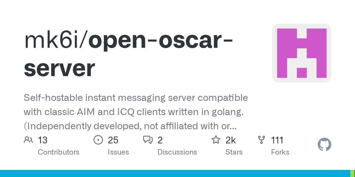 Open Oscar Server: open-source server compatible with AIM and ICQ clients