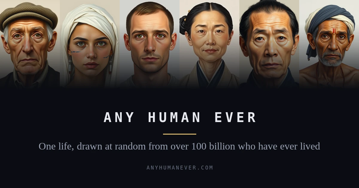 Any Human Ever – One life, drawn at random from all who have ever lived