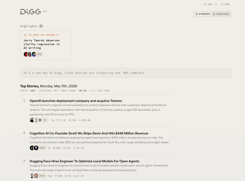 Digg tries again, this time as an AI news aggregator