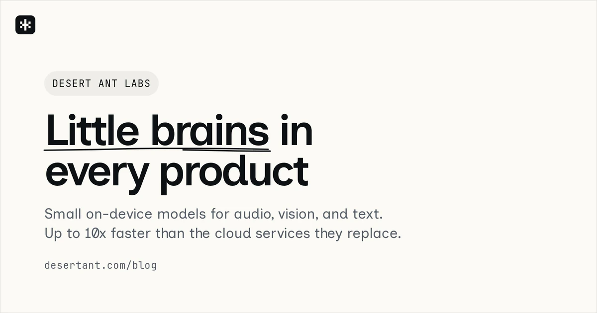 Desert Ant Labs: local, fast models that run on device