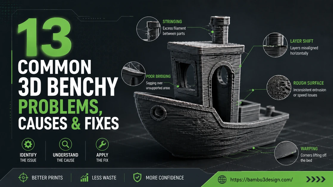 Common 3D Benchy Problems, Causes and Fixes