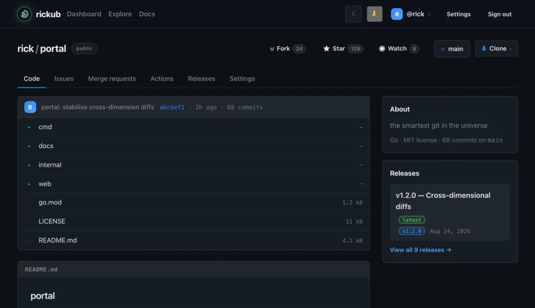 Show HN: Rickub – The Smartest Git in the Universe