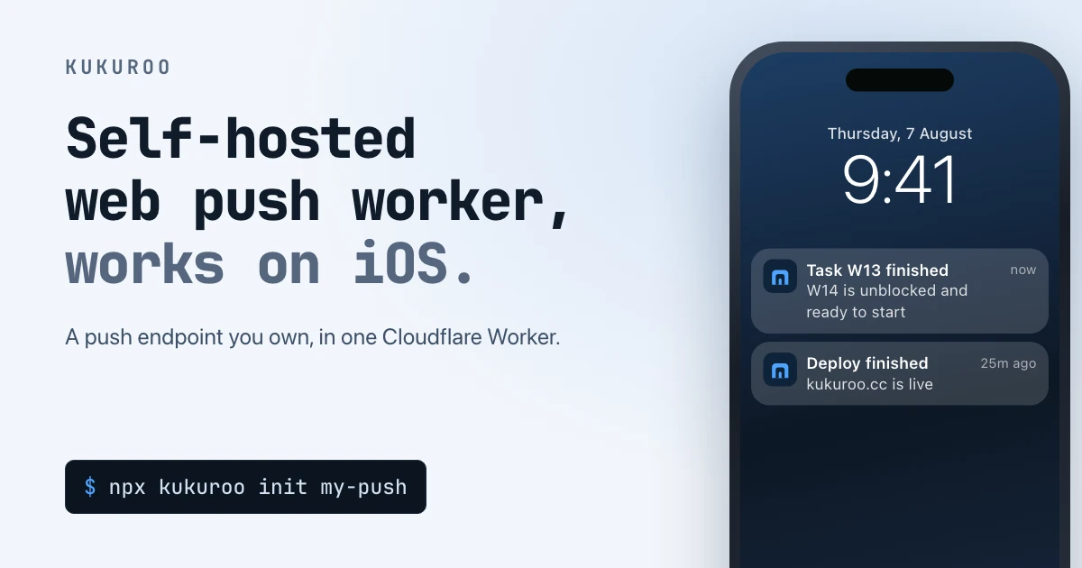 Self-hosted web push Cloudflare Worker, works on iOS