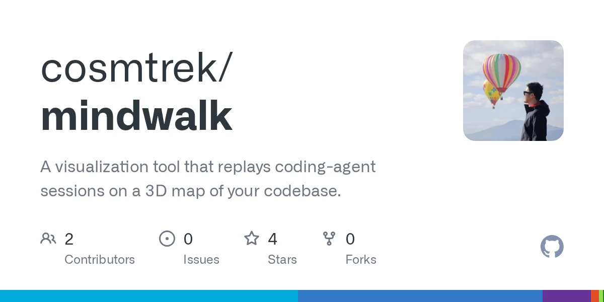 Show HN: Mindwalk – Replay coding-agent sessions on a 3D map of your codebase