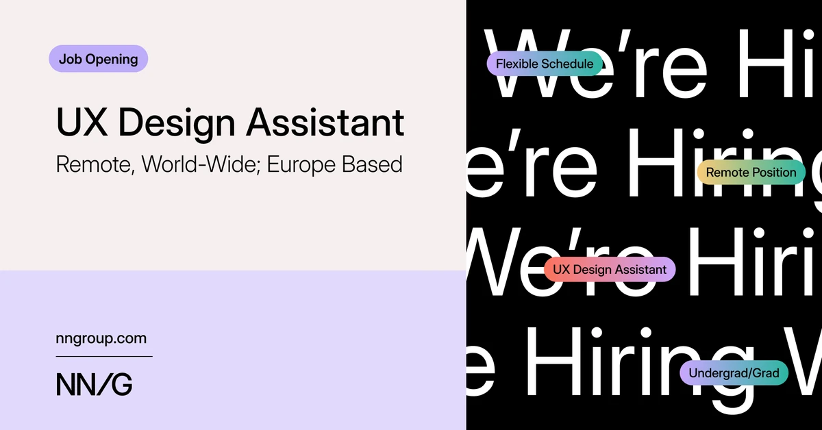 Job Opening: UX Design Assistant (Remote, World-Wide; Europe Based)