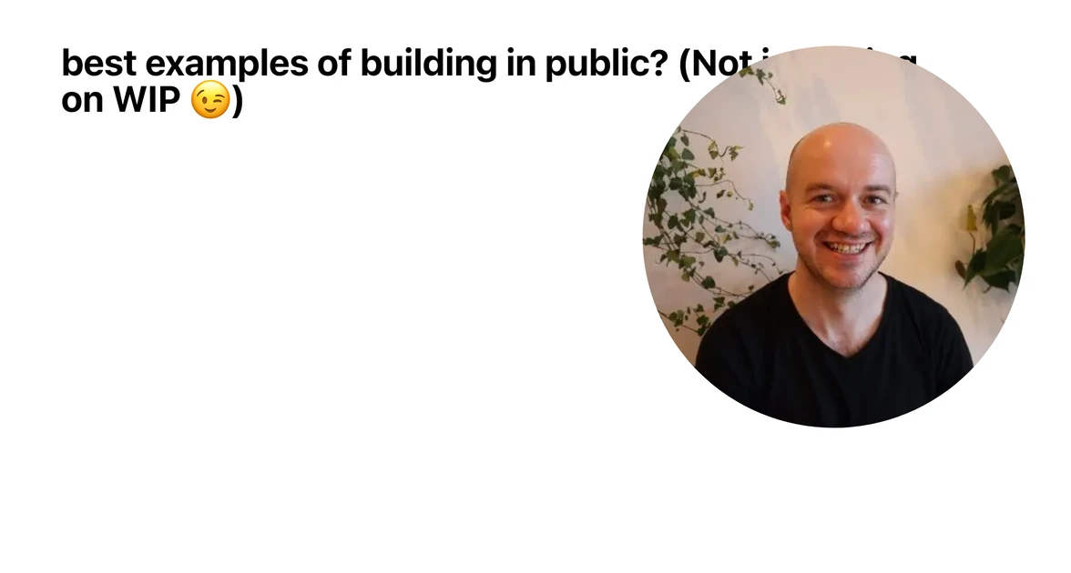 best examples of building in public? (Not including on WIP 😉) / WIP