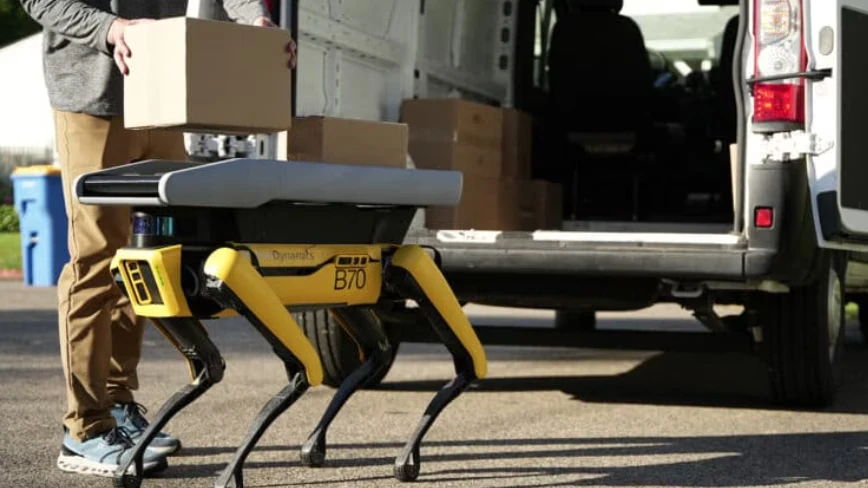 Boston Dynamics is testing Spot as a package delivery robot that walks from van to doorstep