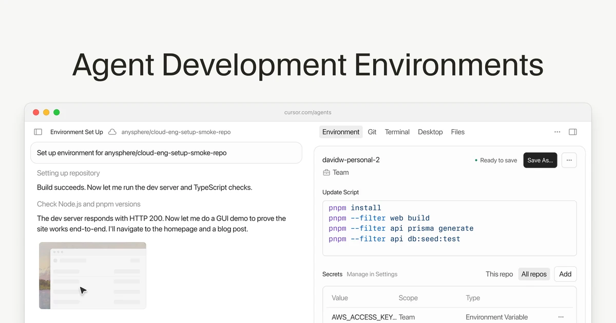 Development environments for your cloud agents