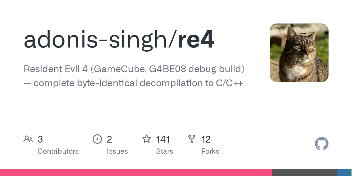 Resident Evil 4 (GameCube) – complete byte-identical decompilation to C/C++