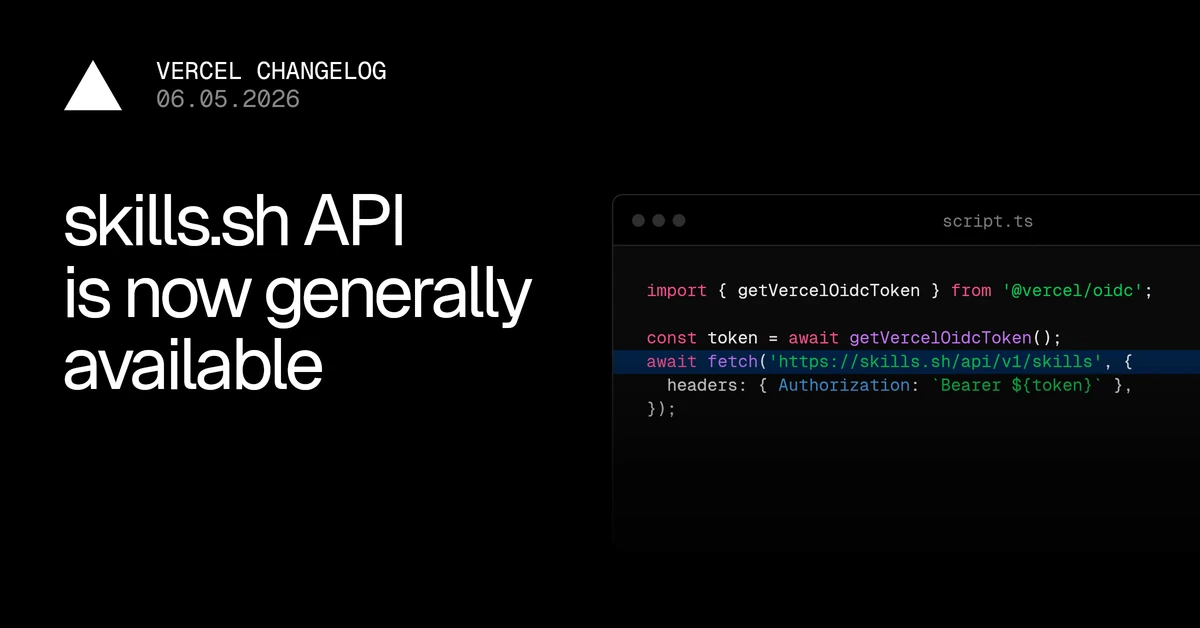 The skills.sh API is now available
