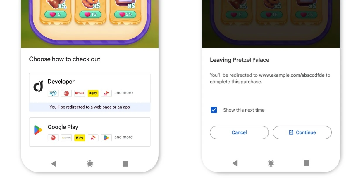 Google’s new rules for the app store will allow alternative billing next week