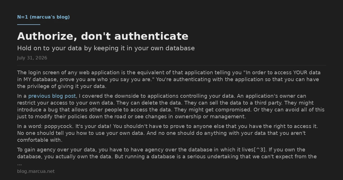 Authorize, don't authenticate