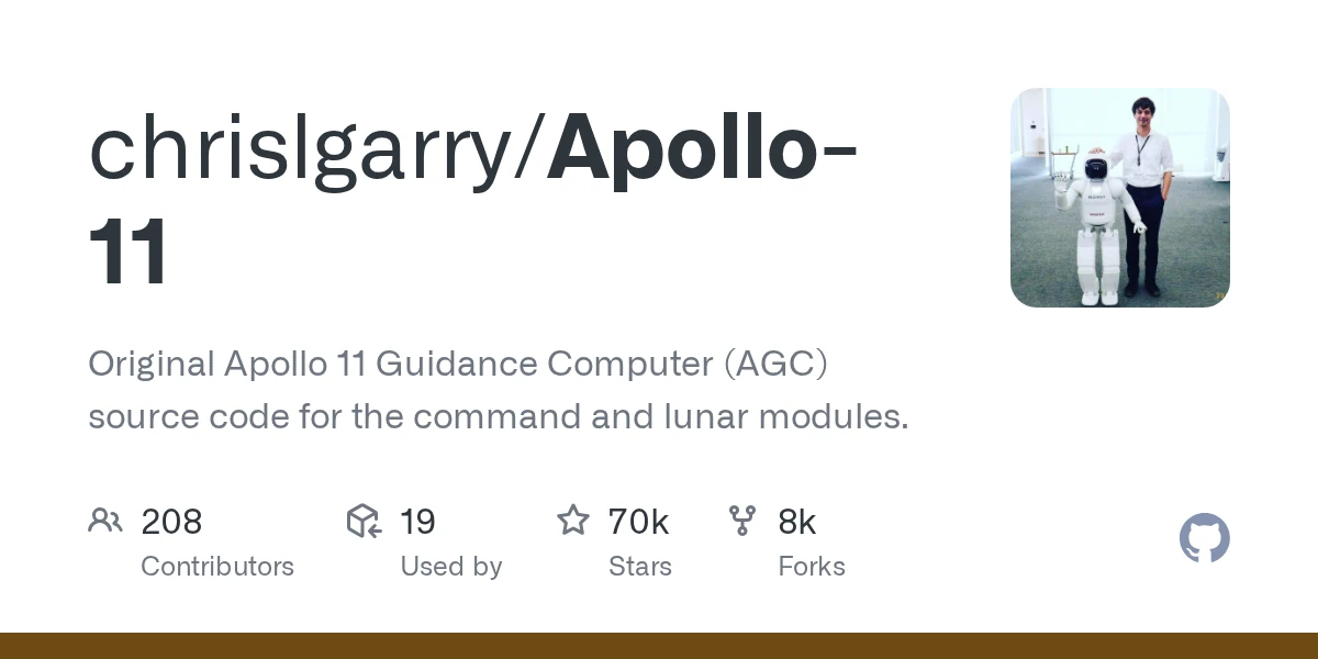 Original Apollo 11 Guidance Computer source code for command and lunar modules