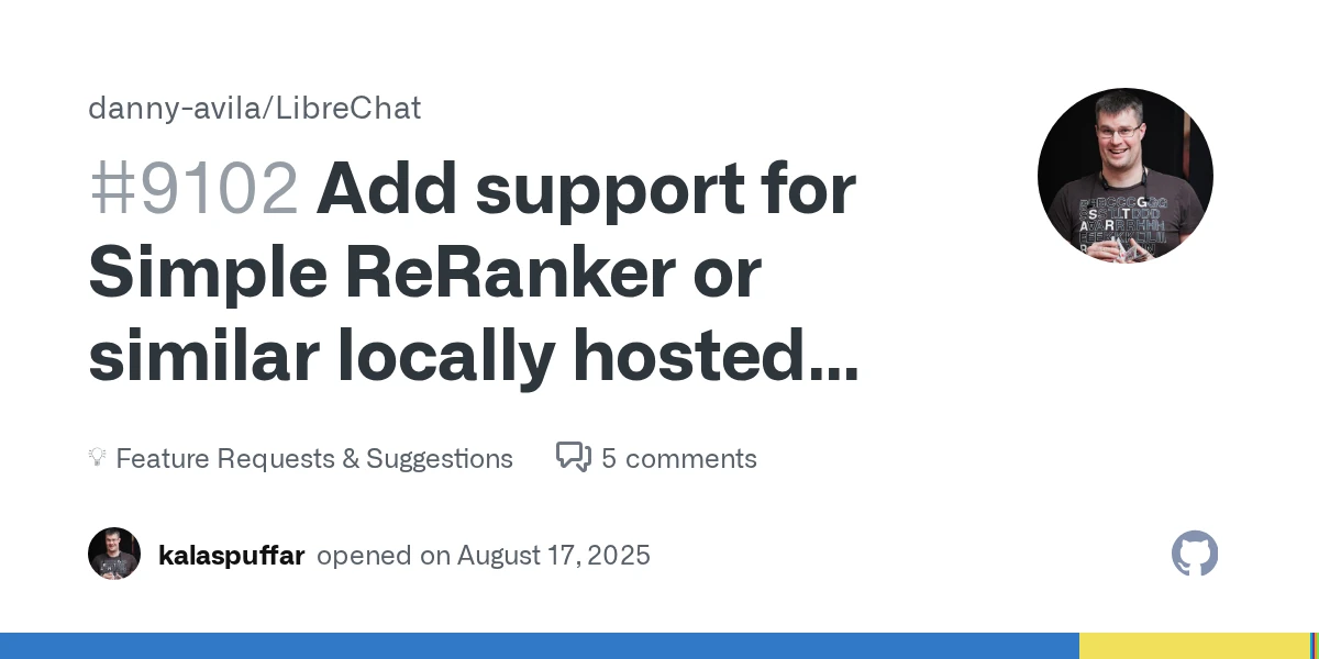 Add support for Simple ReRanker or similar locally hosted ...