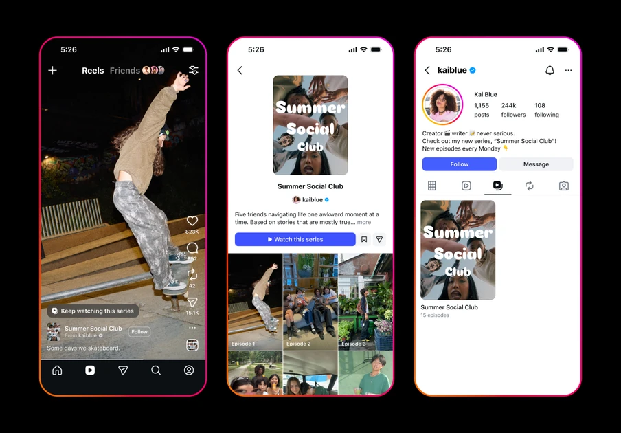Meta tests ‘Series’ for episodic Reels on Instagram and Facebook