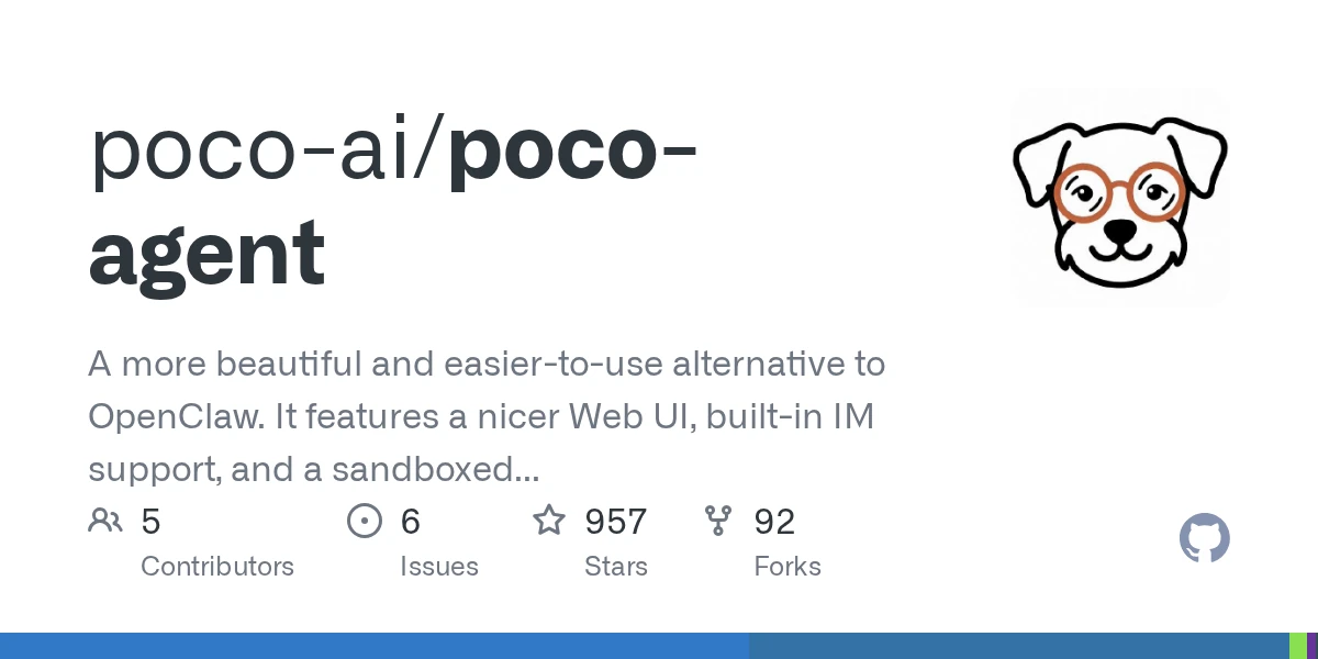 GitHub - poco-ai/poco-agent: A more beautiful and easier-to-use alternative to OpenClaw. It features a nicer Web UI, built-in IM support, and a sandboxed runtime for improved safety. Under the hood, …