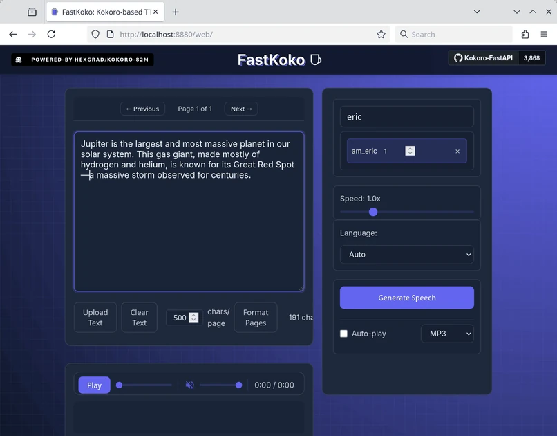 Local, CPU-Friendly, High-Quality TTS (Text-to-Speech) with Kokoro