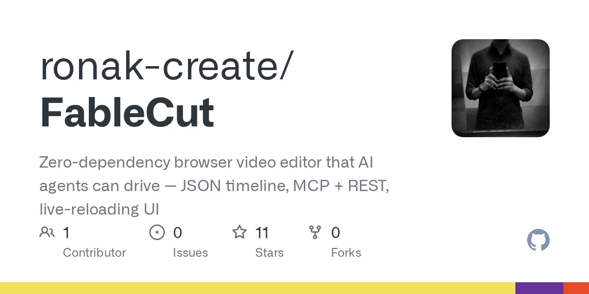 Show HN: FableCut – A browser video editor AI agents can drive (zero deps)