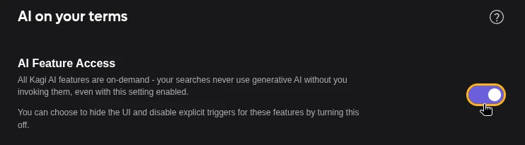 Kagi Changelog (July 2): Heads, tails, and an AI toggle