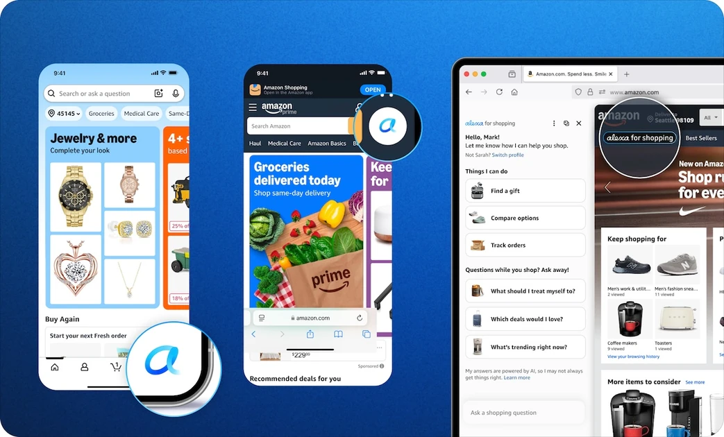 Amazon launches an AI shopping assistant for the search bar, powered by Alexa+
